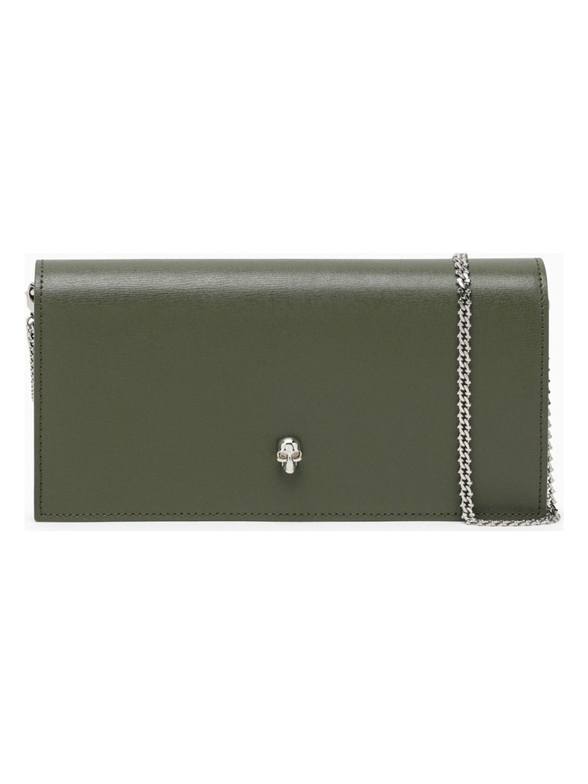 Alexander Mcqueen Women's Khaki Chain Wallet In Leather in Green | 6320311AAPE