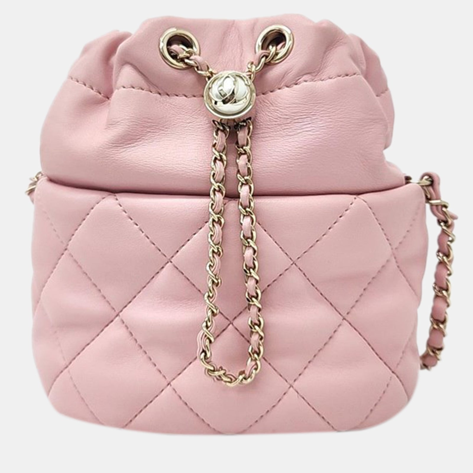 Chanel Sac seau en cuir d'agneau rose