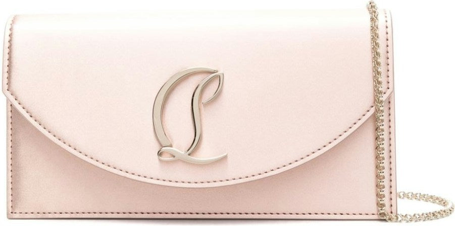 Christian Louboutin Women's Calf Leather Satin Finish Logo Plaque Clutch in Golden | Size UNI | 1245056LOUBI545446