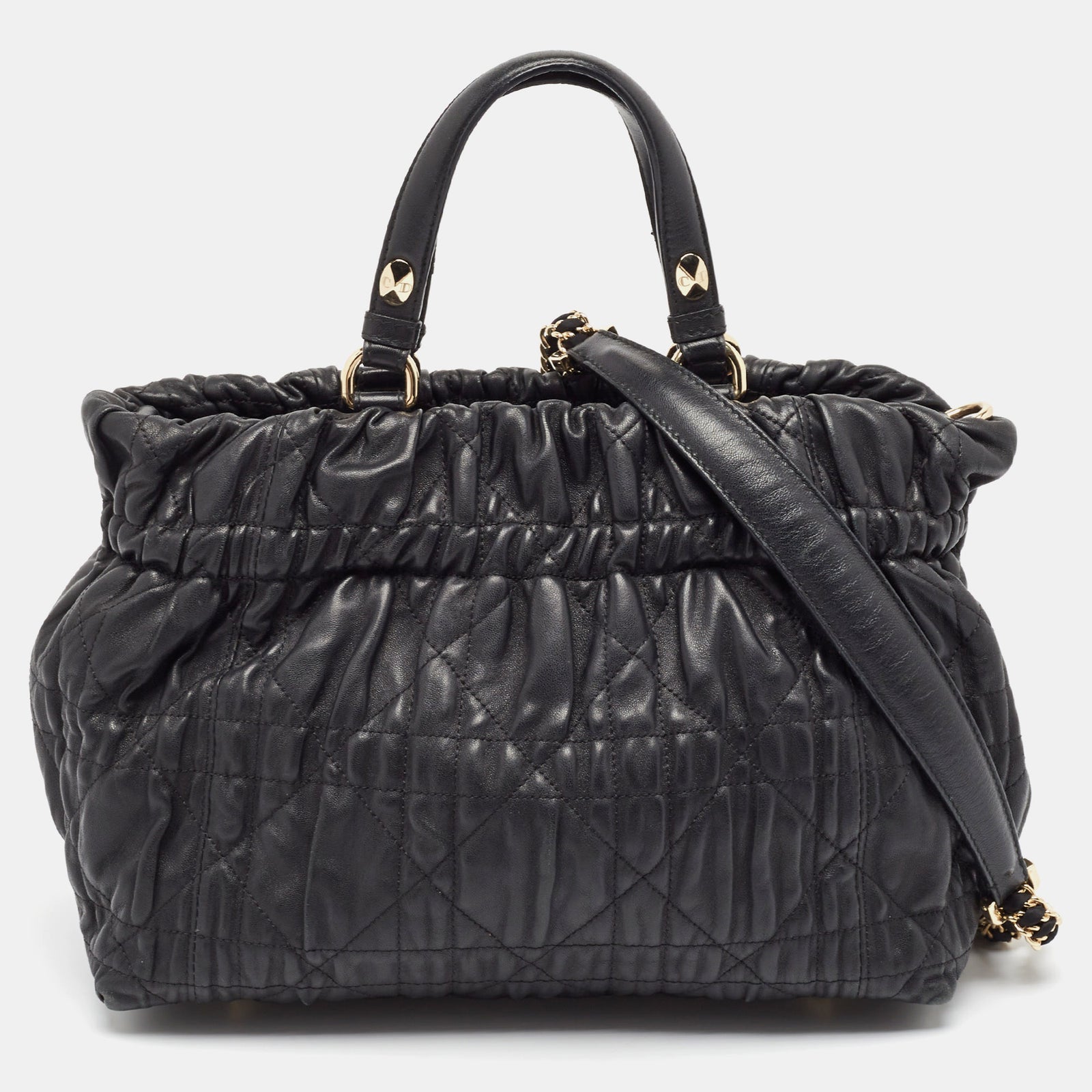 Dior Delices Gaufre Tote aus Cannage-Leder in Schwarz