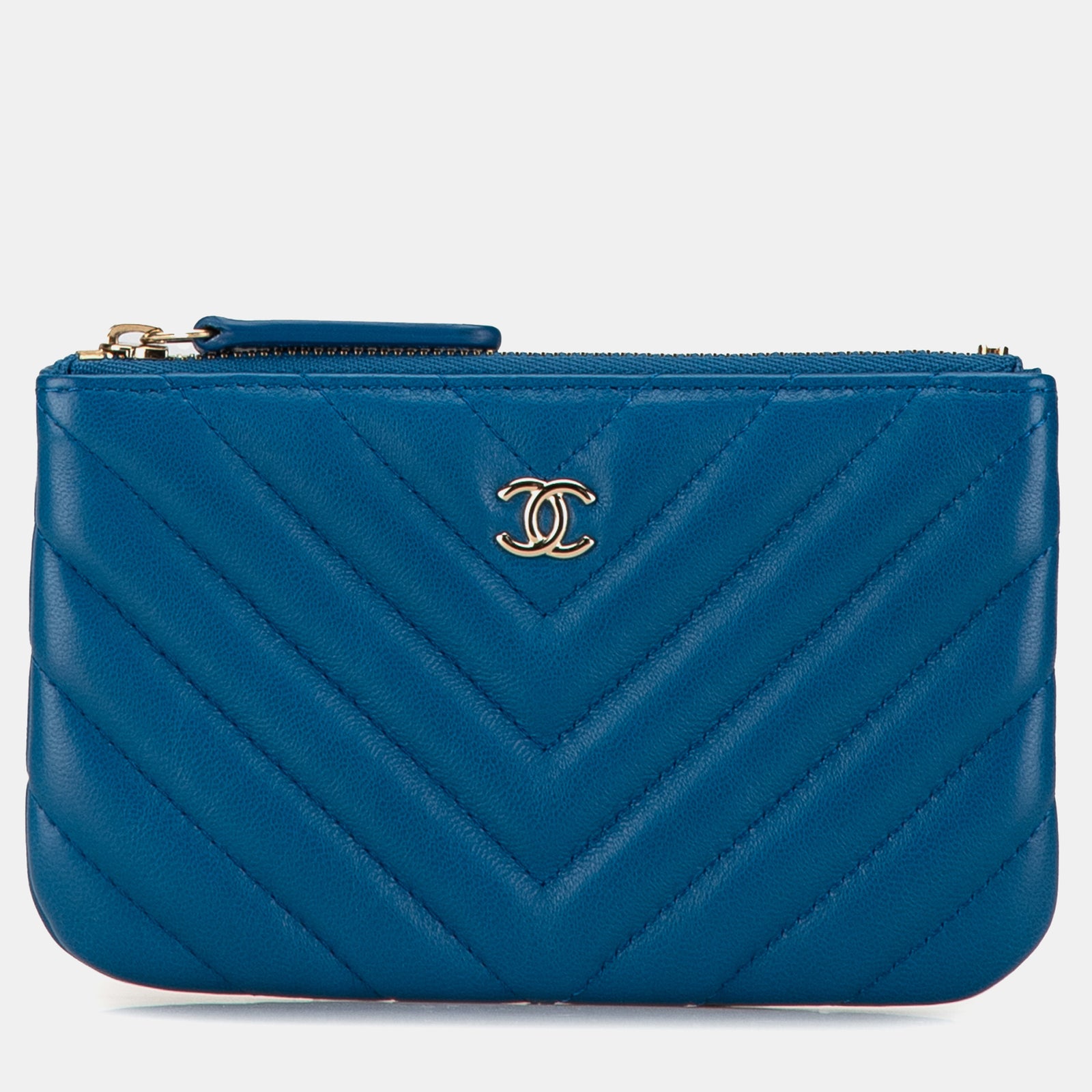 Chanel Pochette O Case en cuir d'agneau Chevron