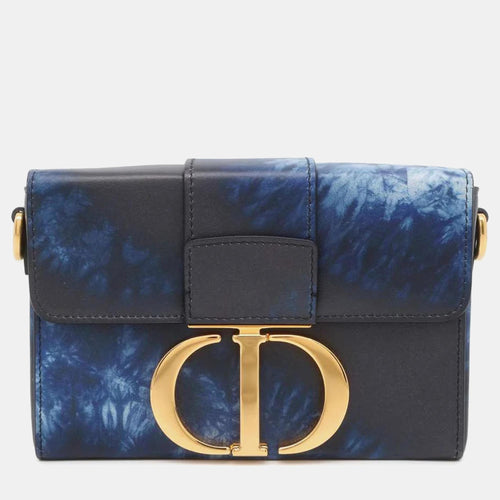 Blue Leather Graphic Print 30 Montaigne Box Bag