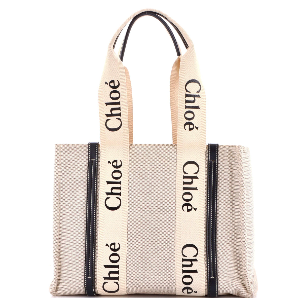 Chloe CHLOE Woody Tote Canvas with Leather Medium