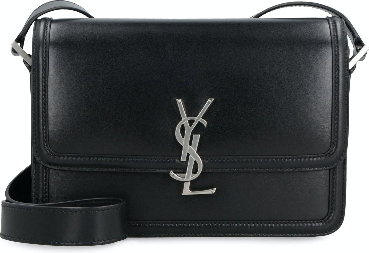 Saint Laurent Men's Solferino Logo Plaque Shoulder Bag in Nero | 7110390SX0E1000
