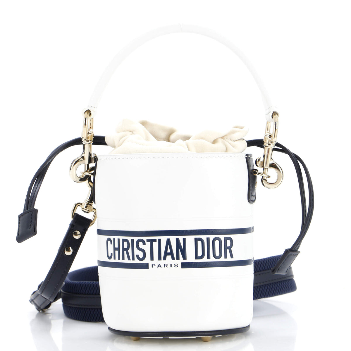 Christian Dior Vibe Drawstring Bucket Bag Leather Small