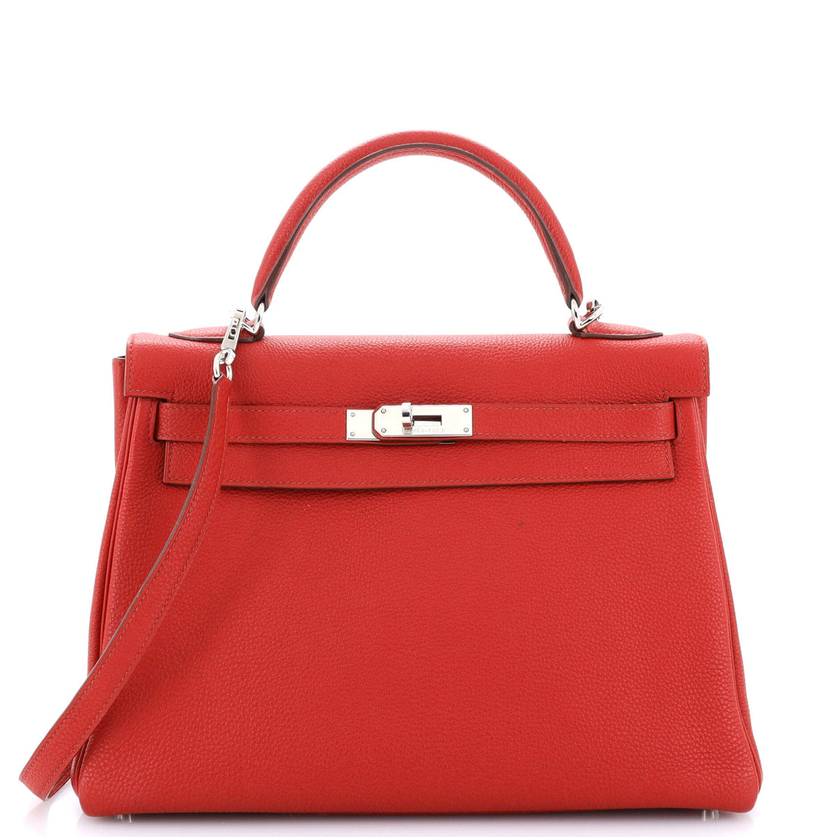 Hermès Kelly Handbag Rouge Garance Togo with Palladium Hardware 32