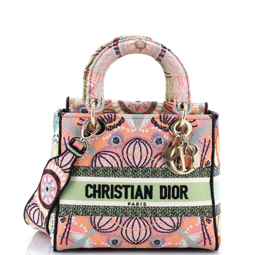 Lady D-Lite Bag Embroidered Canvas Medium