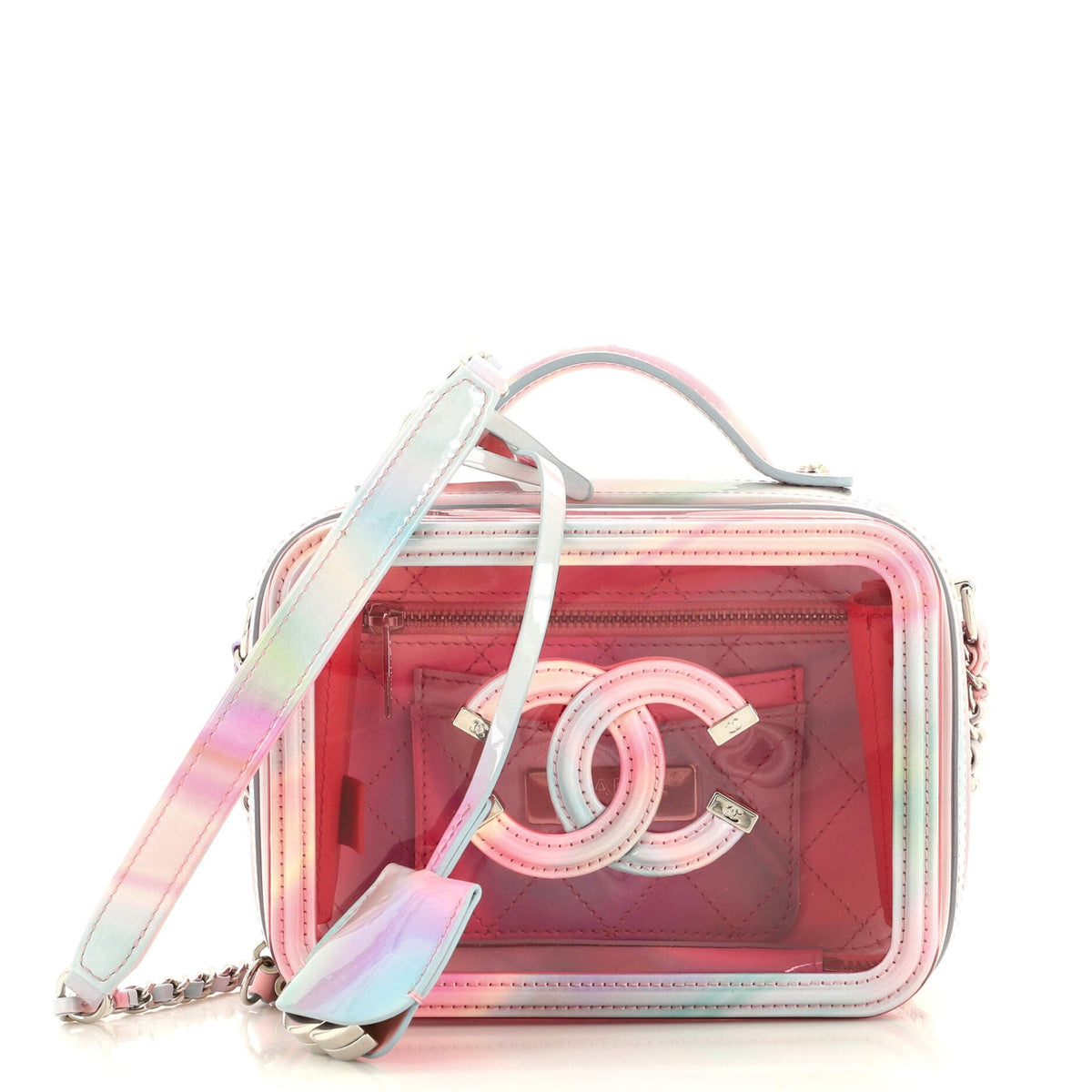 Chanel CHANEL Filigree Vanity Case PVC with Lambskin Small