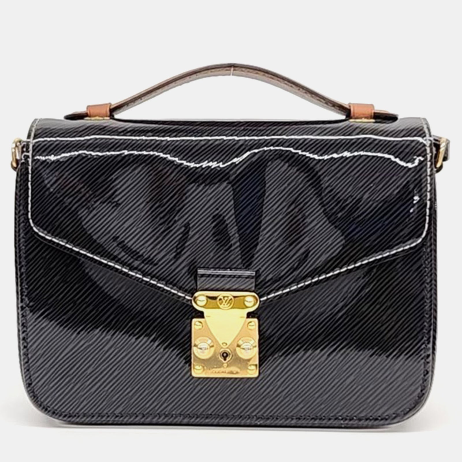 Louis Vuitton Mini-sac à bandoulière Pochette Metis en cuir épi brillant noir