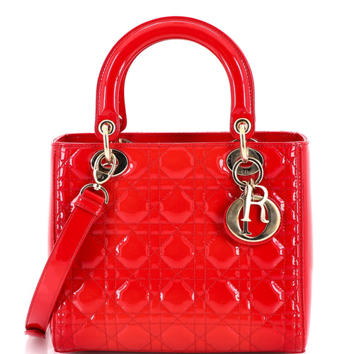 Lady Dior Bag Cannage Quilt Patent Medium