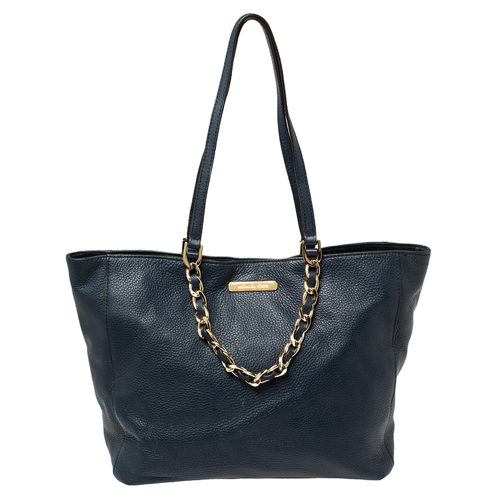 Michael Kors Michael Michael Kors Navy Blue Leather Harper Tote