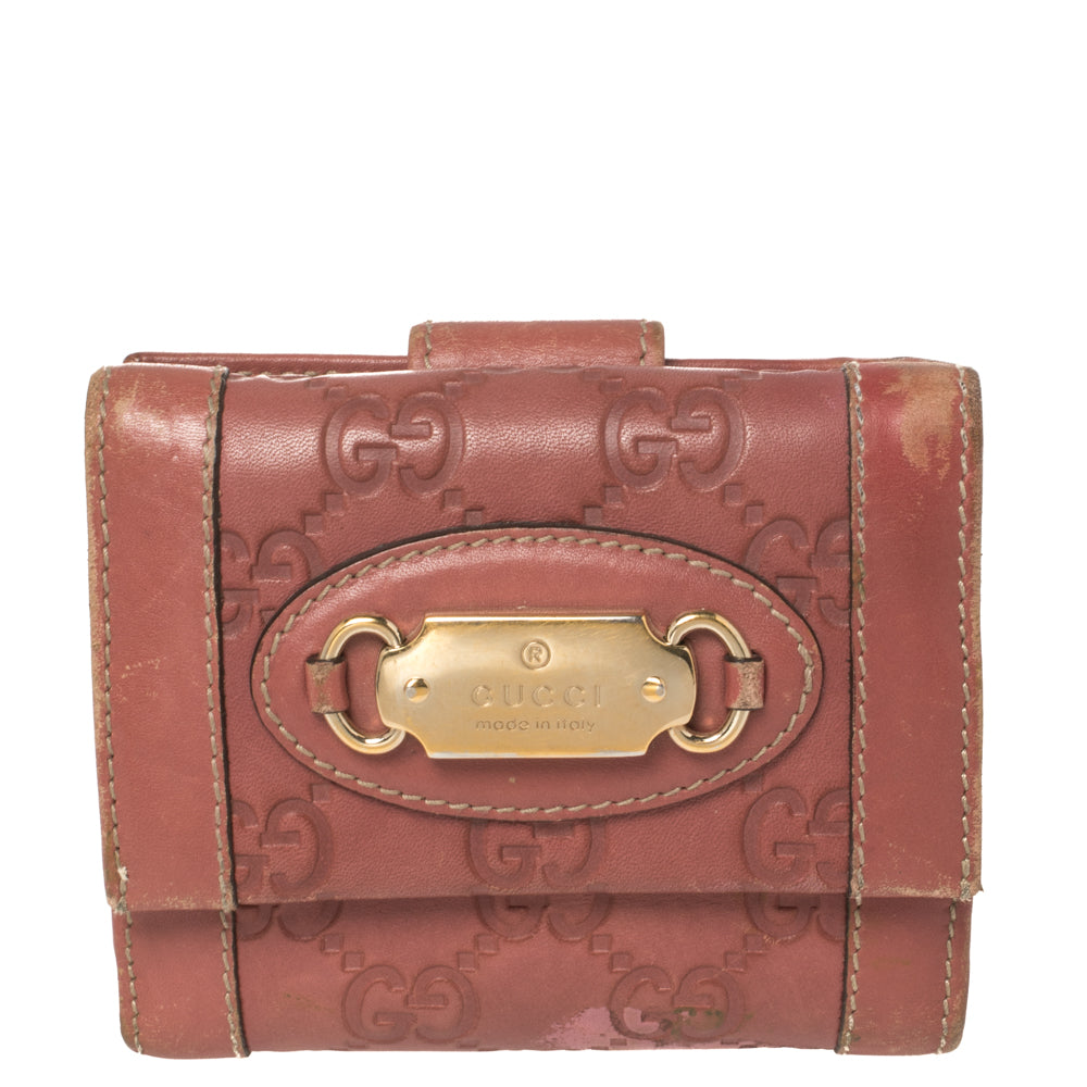 Gucci Pink Guccissima Leather French Wallet