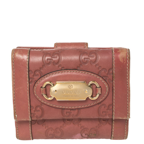 Pink Guccissima Leather French Wallet