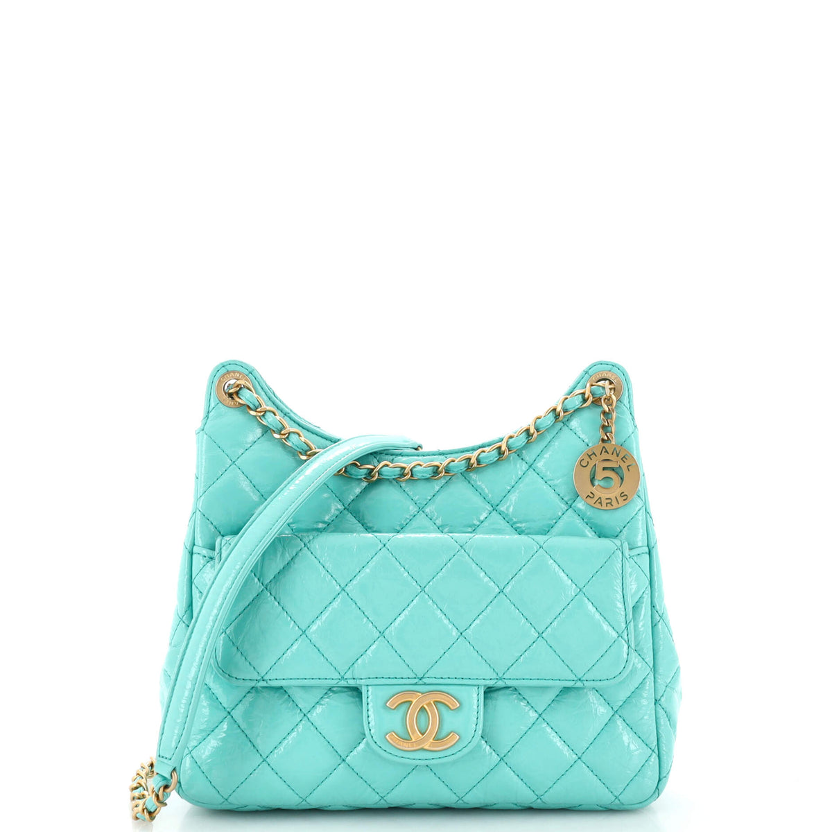 Chanel CHANEL Wavy CC Hobo Quilted Crumpled Calfskin Medium
