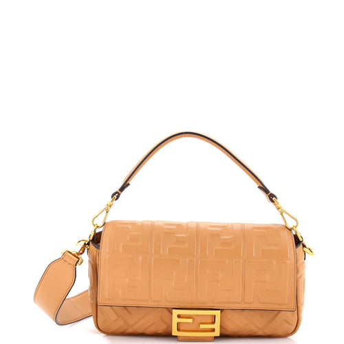 FENDI Baguette NM Bag Zucca Embossed Leather Medium
