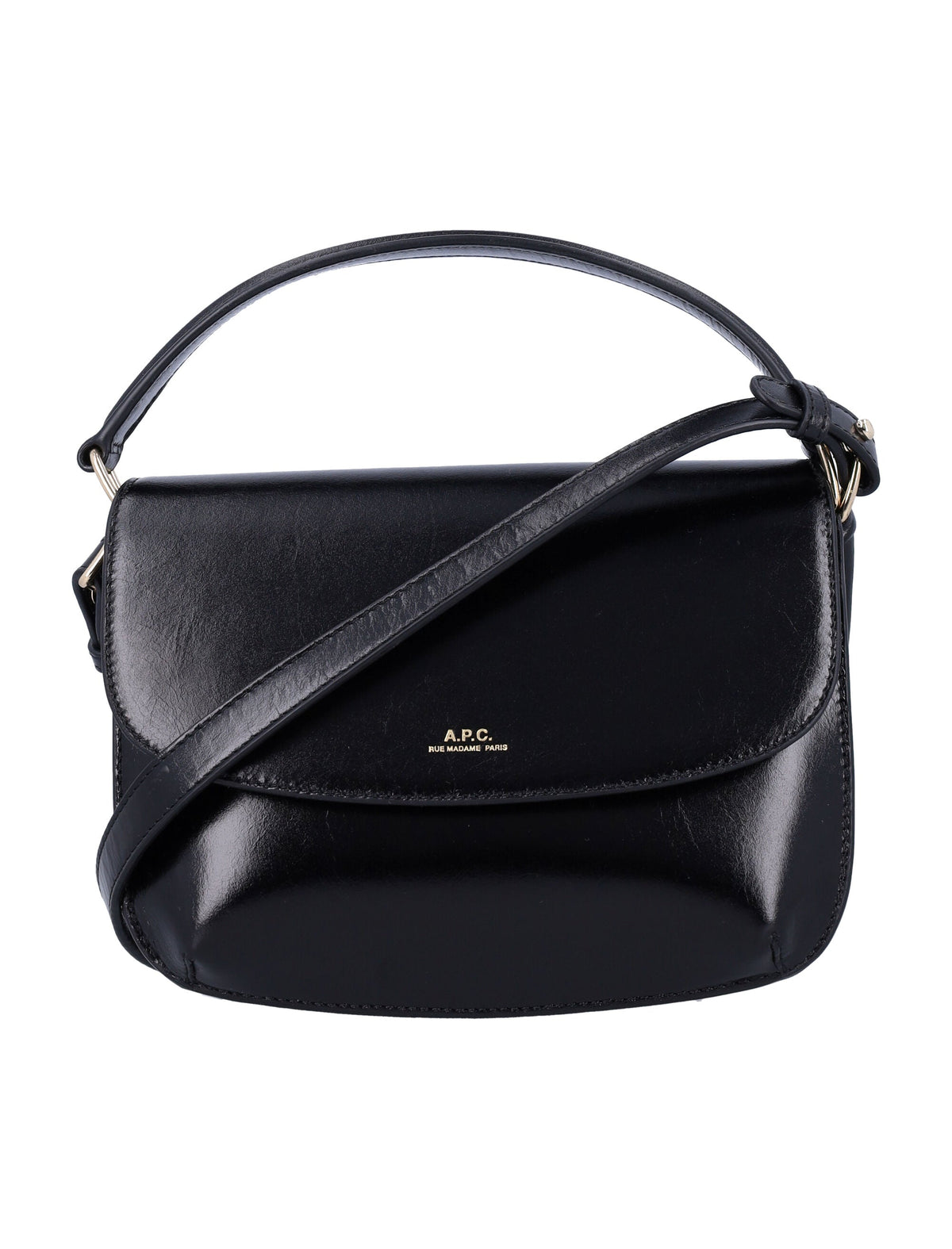 A.p.c. Women's Leather Sarah Shoulder Strap Mini in Black | 24AF61629PXCAM Color LZZ