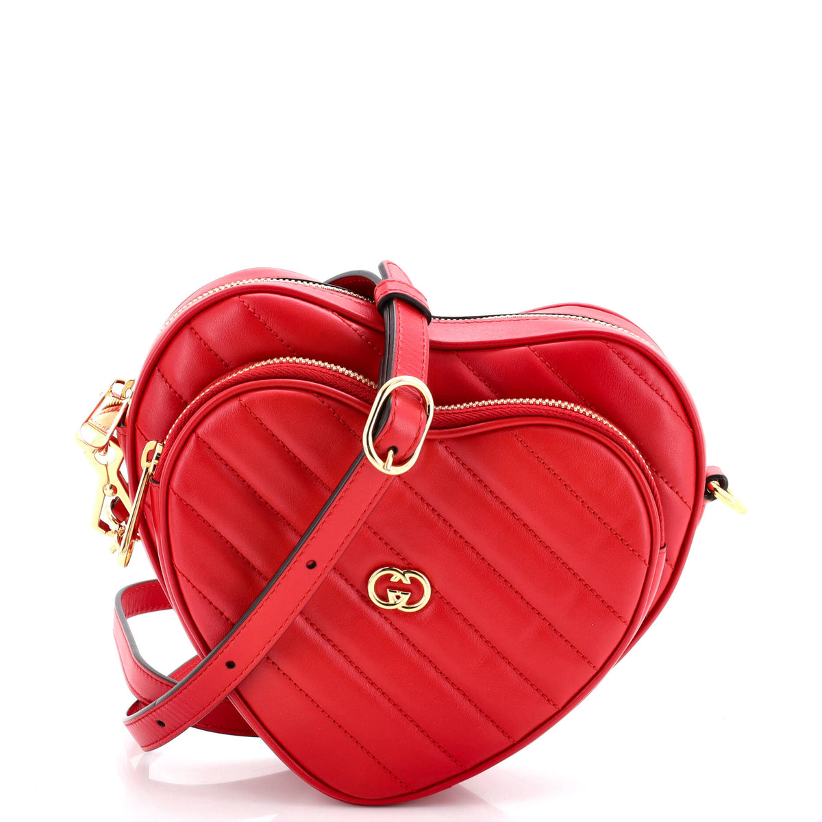 Gucci GUCCI Interlocking G Heart Shoulder Bag Diagonal Quilted Leather Mini