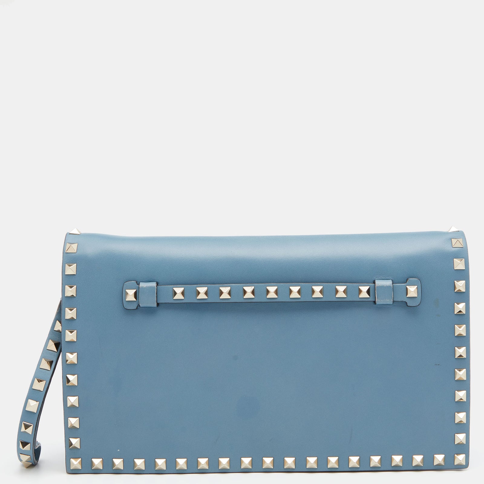 Valentino Sky Blue Leather Rockstud Clutch