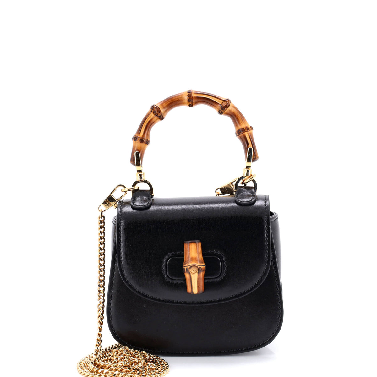 Gucci GUCCI Bamboo 1947 Top Handle Bag Leather Super Mini