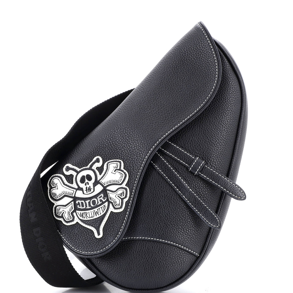 Christian Dior Shawn Stussy Saddle Crossbody Bag Leather with Applique