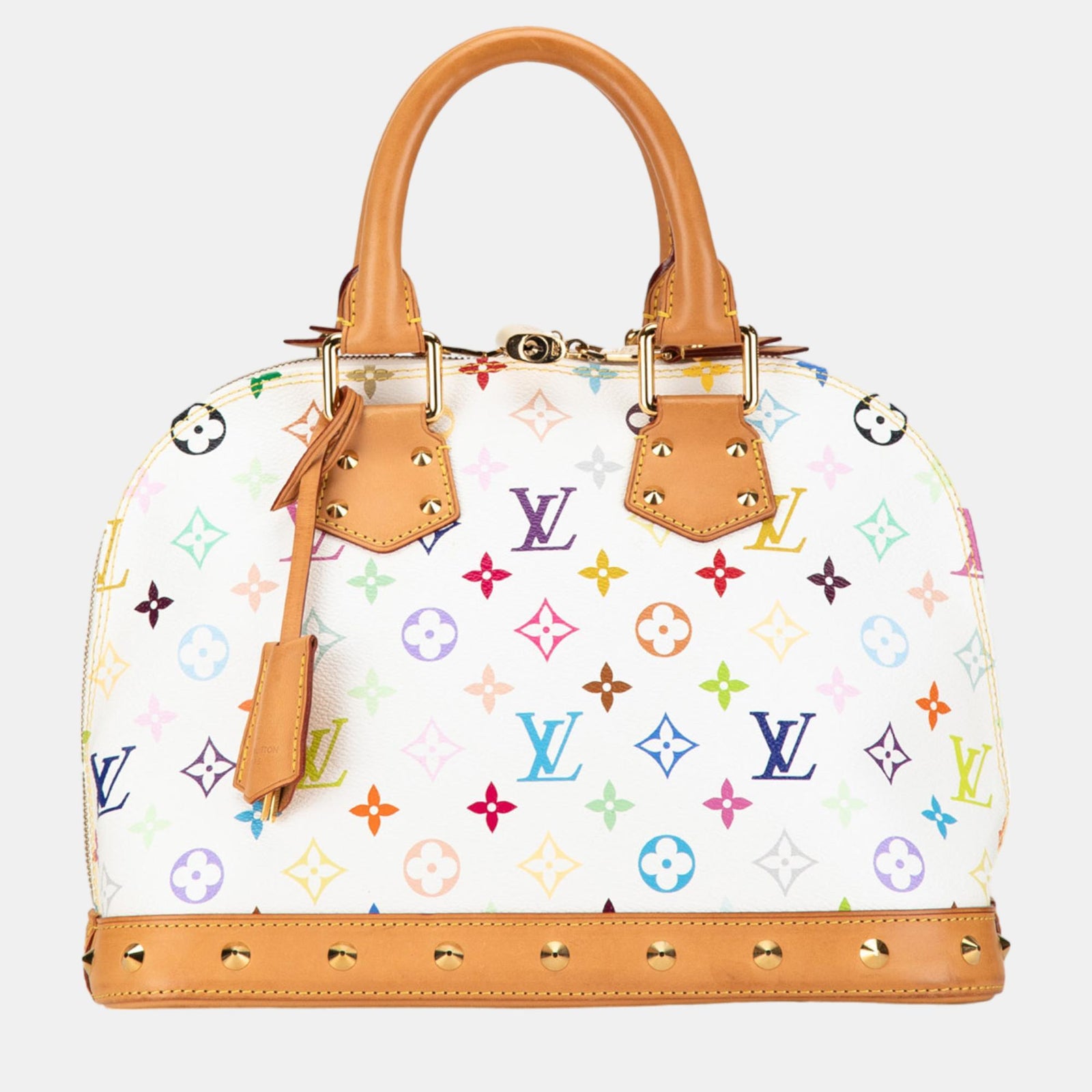 Louis Vuitton Sac à main Alma PM en toile multicolore avec monogramme blanc