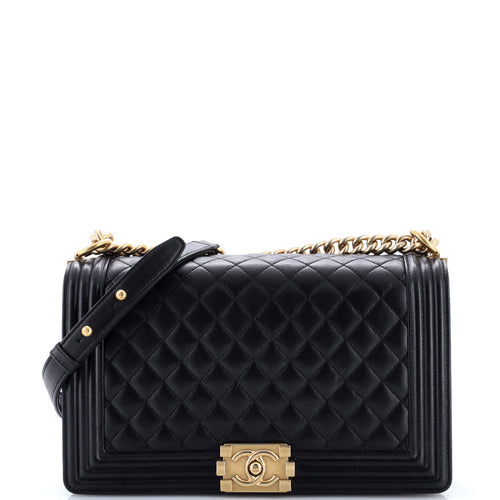 CHANEL Boy Flap Bag Quilted Lambskin Old Medium