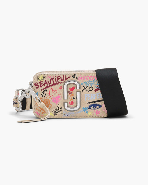 Marc Jacobs The Punk Scribble Snapshot Bag in Beige Multi
