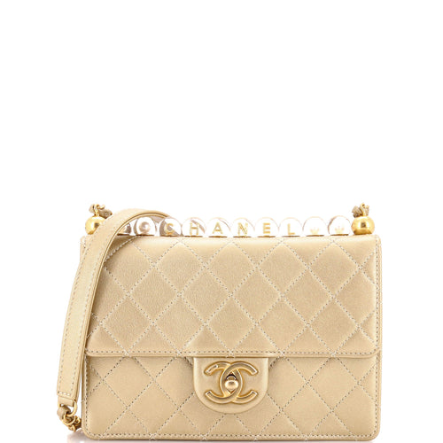 CHANEL Chic Pearls Flap Bag Quilted Goatskin with Acrylic Beads Small