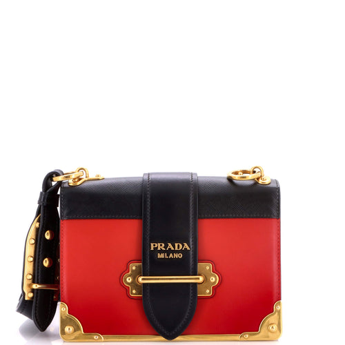 PRADA Cahier Chain Crossbody Bag City Calf and Saffiano Small