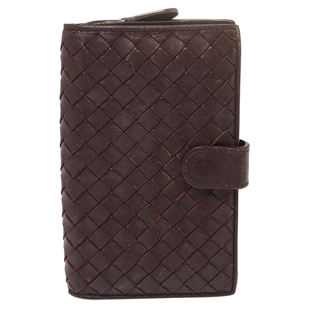 Bottega Veneta Plum Intrecciato Leather Continental Wallet