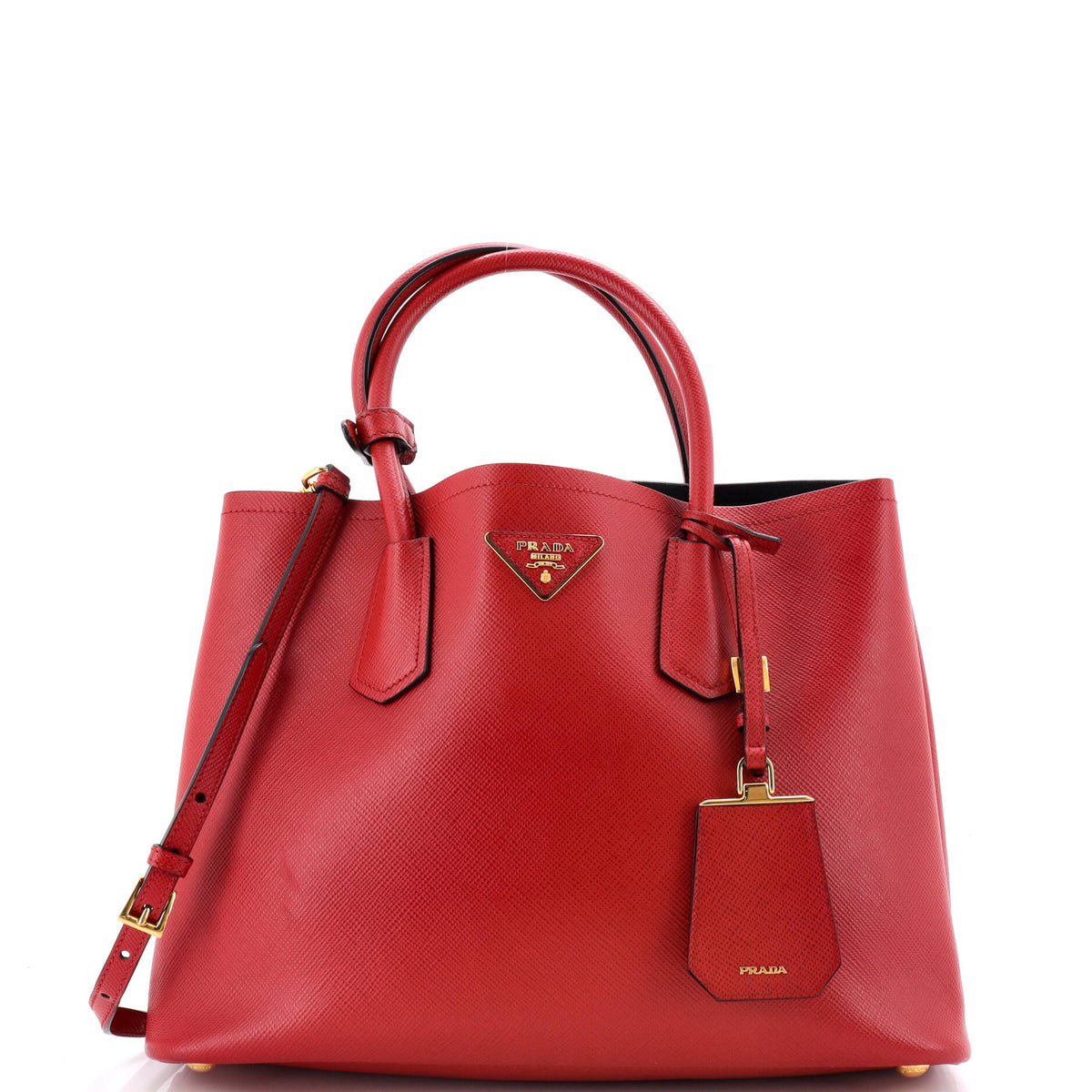 Prada PRADA Cuir Double Tote Saffiano Leather Medium