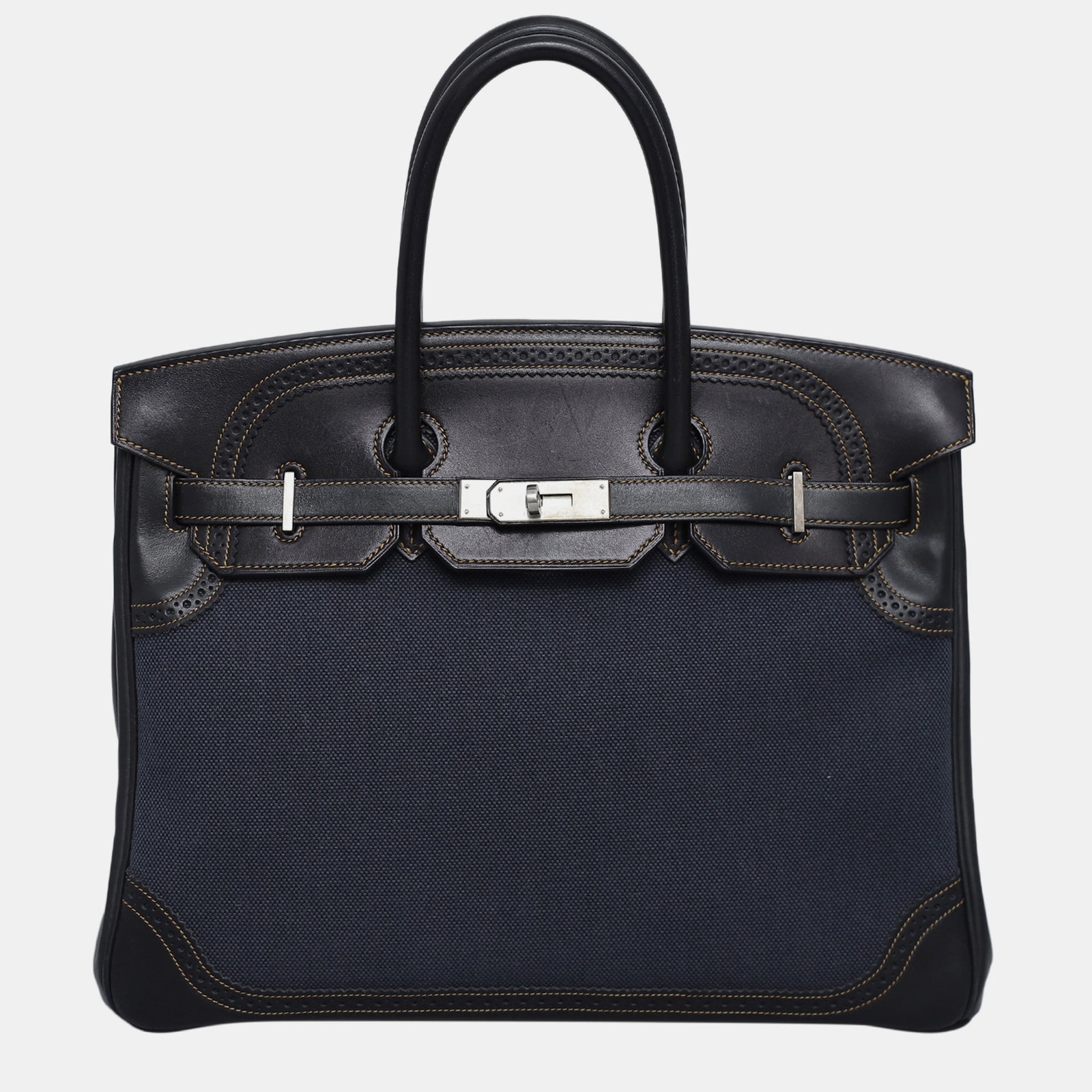 Herm?s Noir Denim Fonce Ghillies Toile Birkin 35 Tasche