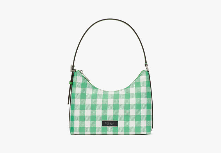 Kate Spade New York Sam Icon Gingham Printed Fabric Small Shoulder Bag