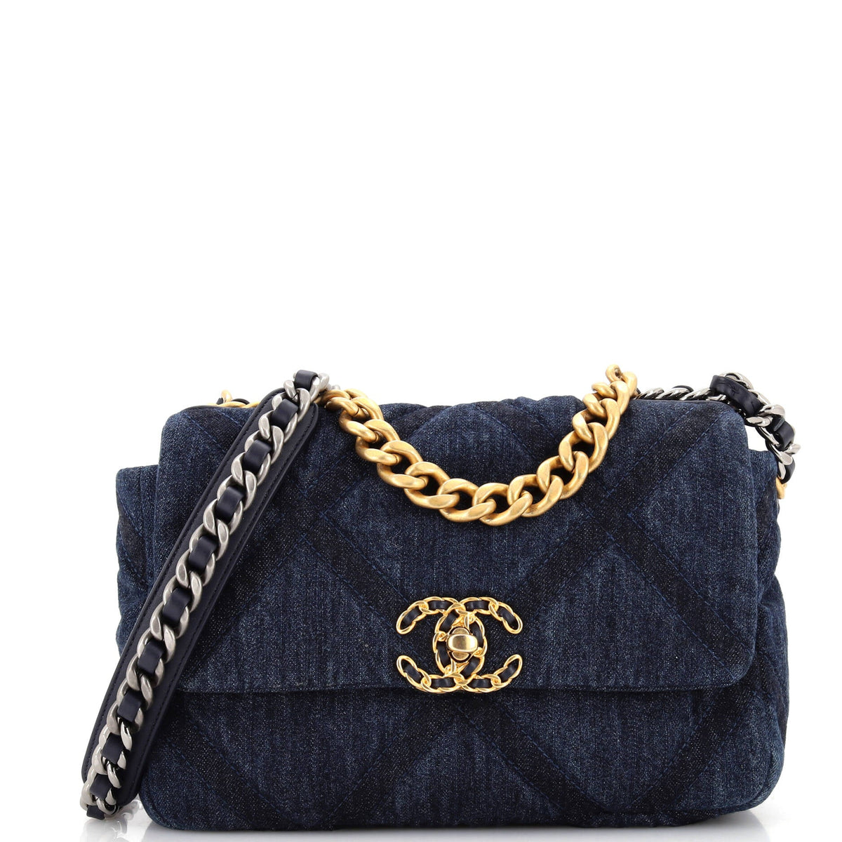 Chanel CHANEL 19 Flap Bag Quilted Denim Medium