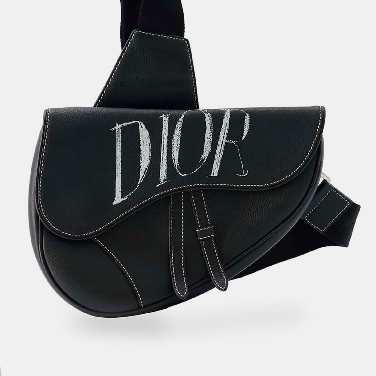 Dior Black Leather Saddle Crossbody Bag