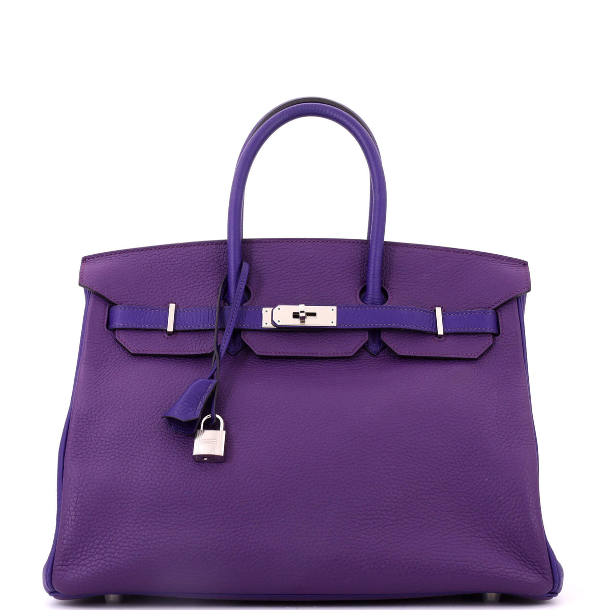 Herm?s Birkin Handbag Bicolor Clemence with Palladium Hardware 35