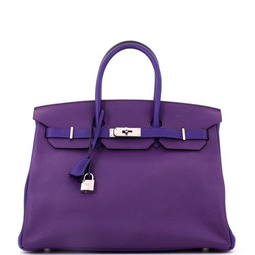Birkin Handbag Bicolor Clemence with Palladium Hardware 35
