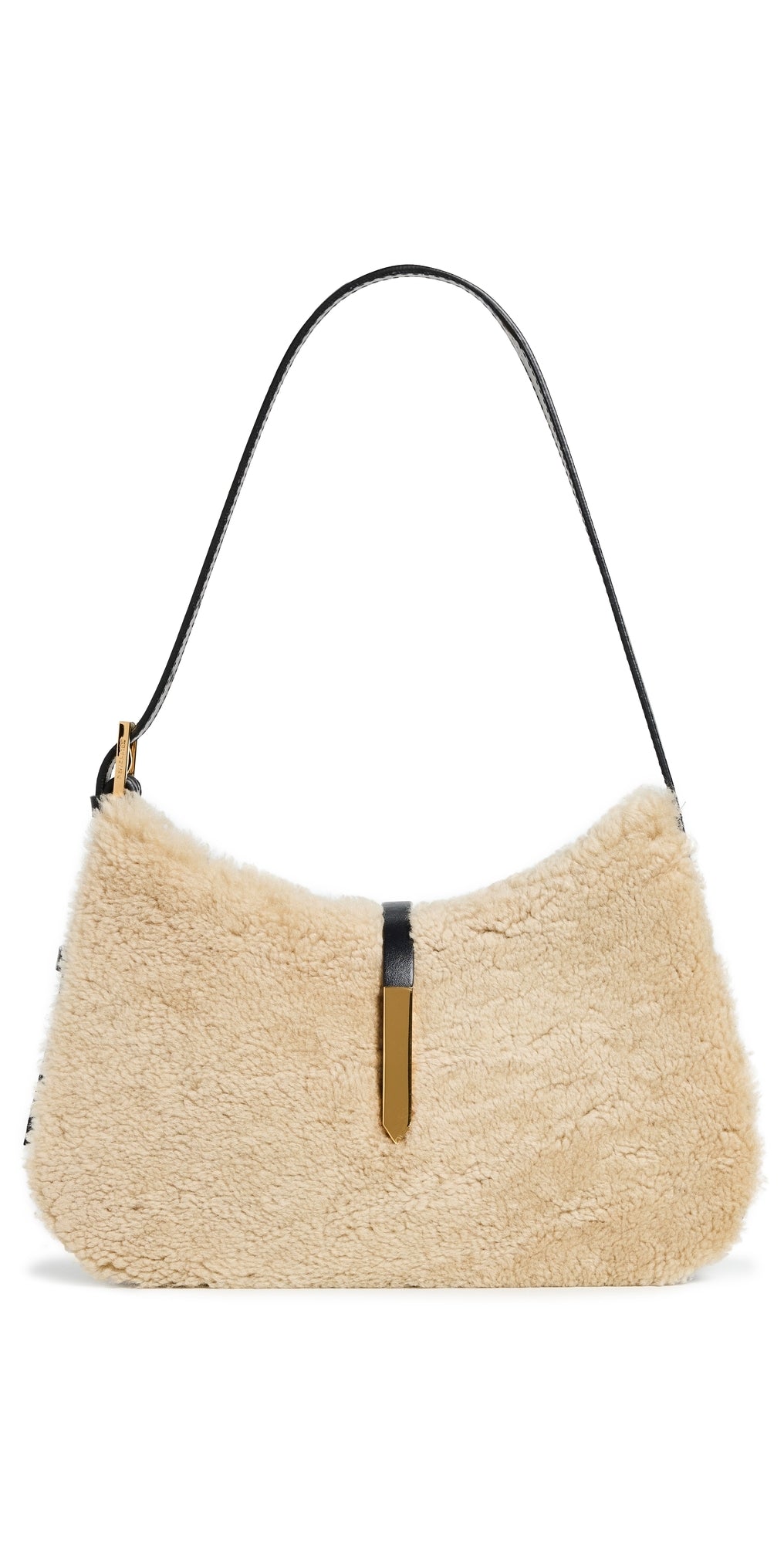 Demellier Tokyo Bag Beige Shearling/Black Smooth One Size