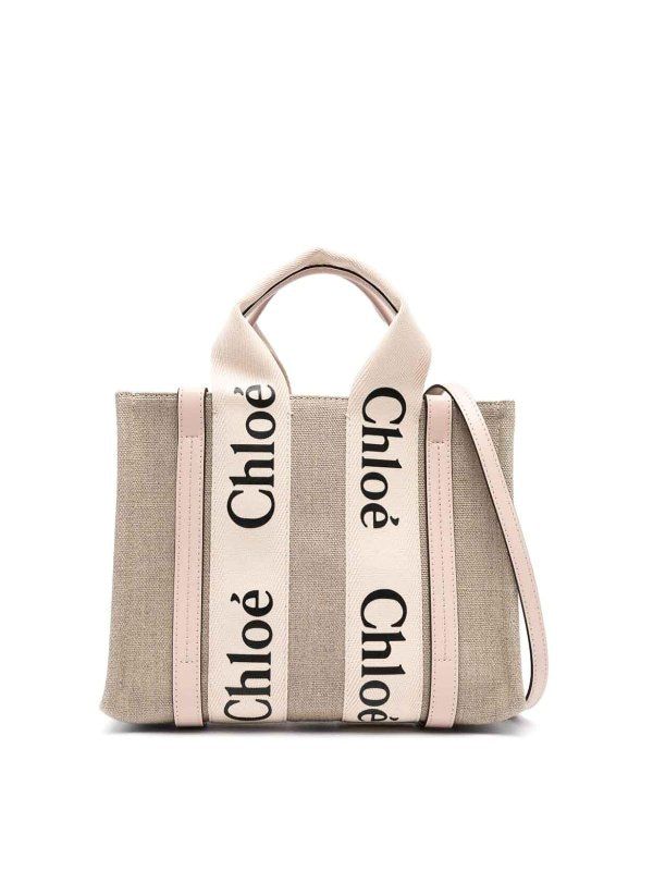 Chloé Women's Small Woody Tote Bag in Cementpink | CHC21WS397I26