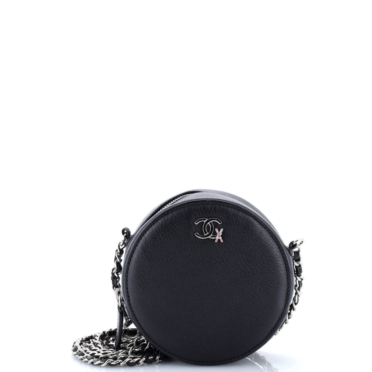 Chanel CHANEL CC Ski Round Clutch with Chain Goatskin Mini