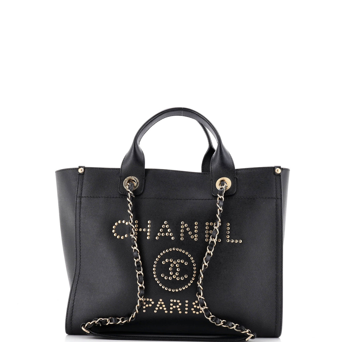Chanel CHANEL Deauville Tote Studded Caviar Small