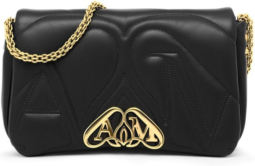 Alexander Mcqueen Women's Seal Logo Small Leather Crossbody Bag in Black | Size UNI | 7573751BLE11000