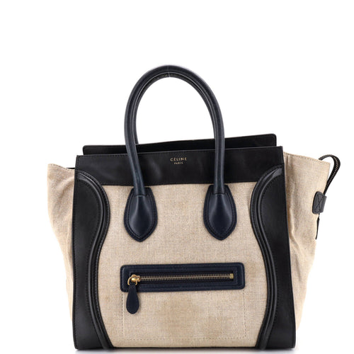 CELINE Luggage Bag Canvas and Leather Mini