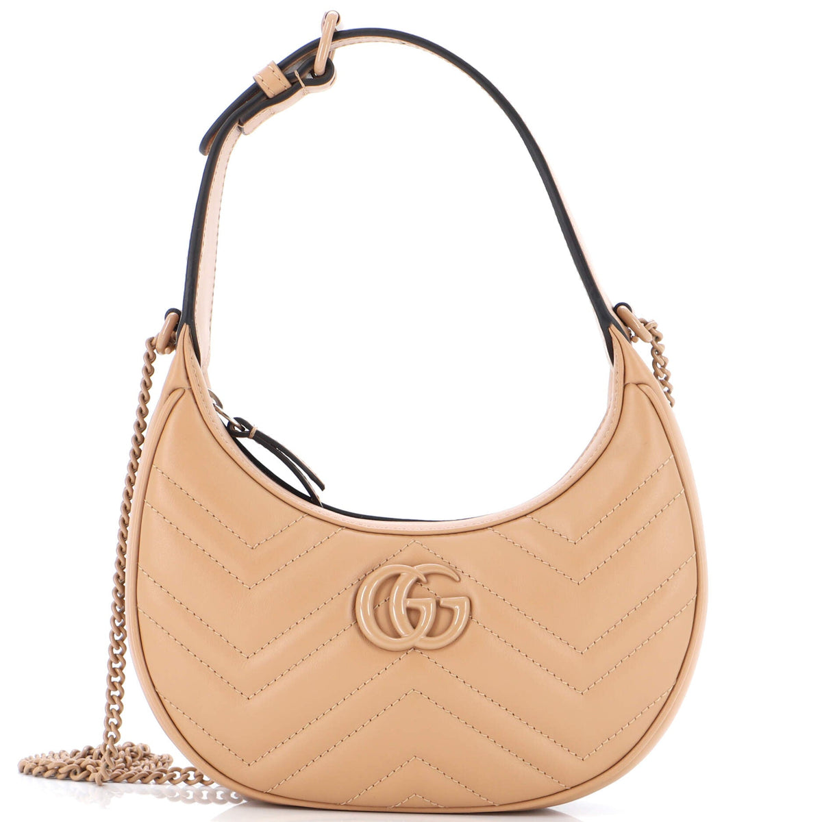 Gucci GUCCI GG Marmont Half Moon Hobo Leather Mini