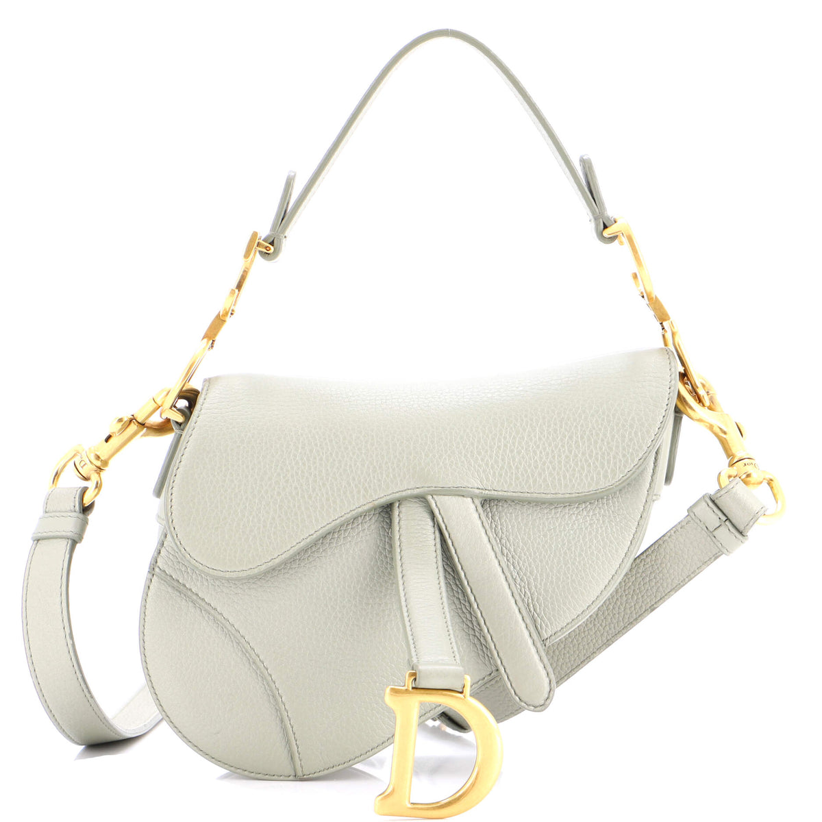 Christian Dior Saddle Handbag with Strap Leather Mini
