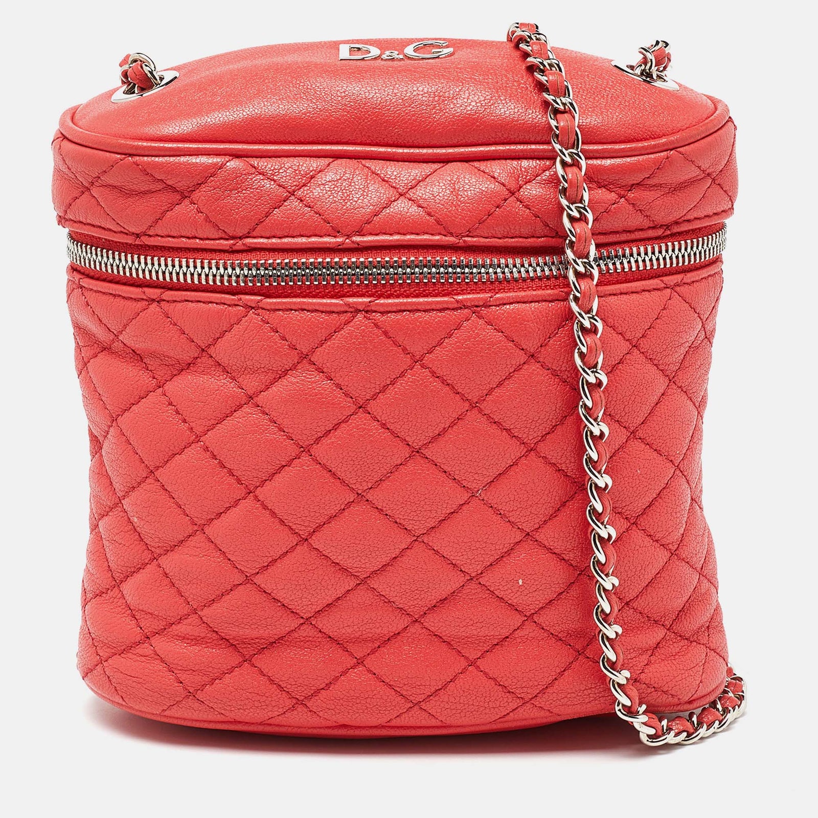 D&G Sac à bandoulière en cuir rouge Lily Glam Chain