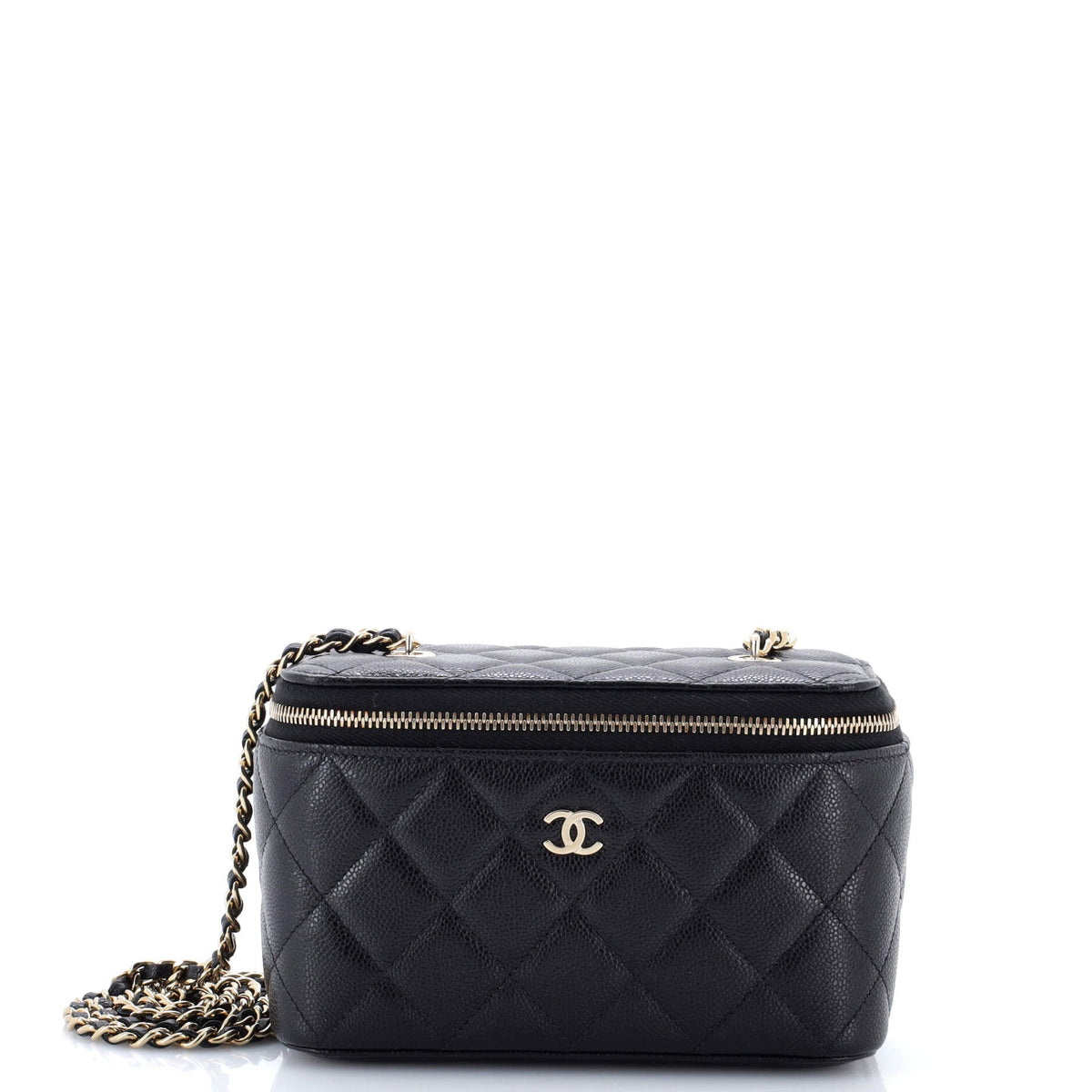 Chanel CHANEL Classic Vanity Case with Chain Quilted Caviar Small