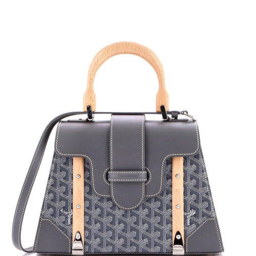 GOYARD Saigon Top Handle Bag Coated Canvas with Leather PM