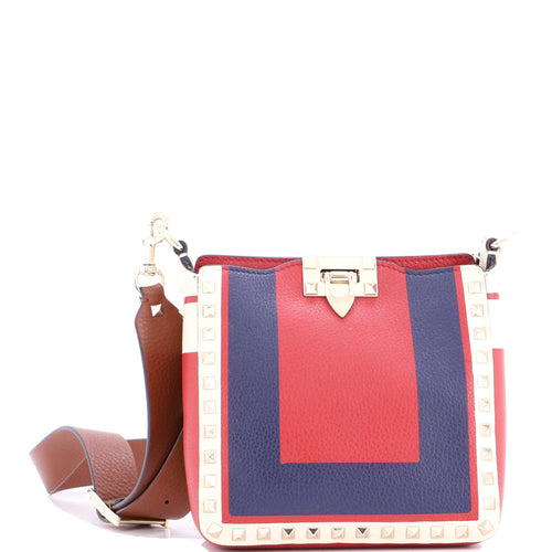 VALENTINO GARAVANI Rockstud Flip Lock Messenger Bag Leather Mini