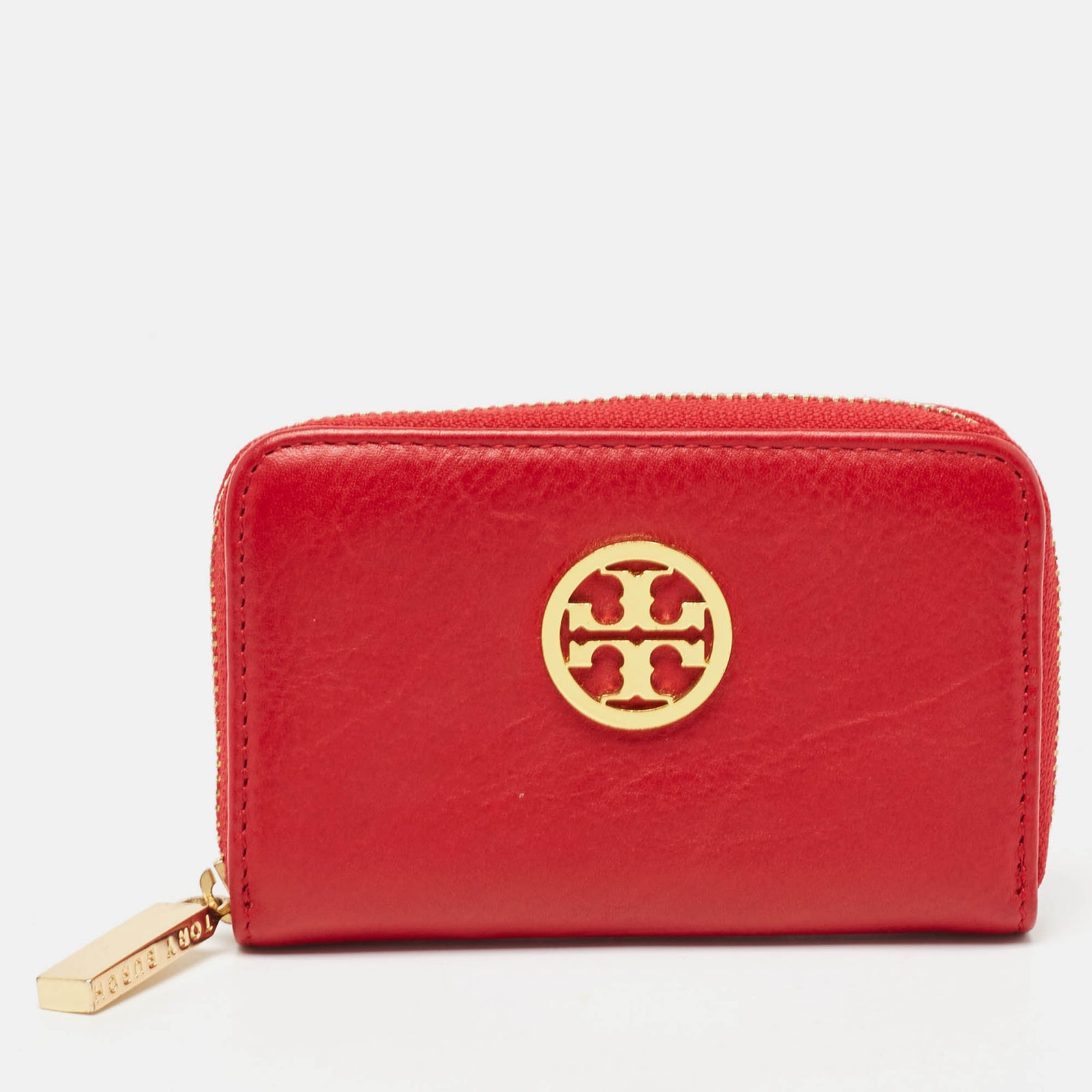 Tory Burch Red Leather Robinson Zip Around Coin Purse